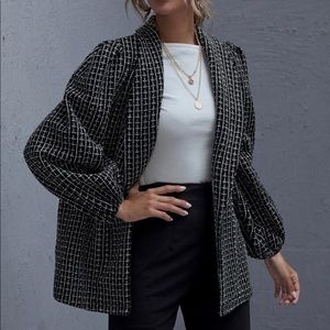 Lantern Sleeve Tweed Cardigan/Coat 🖤